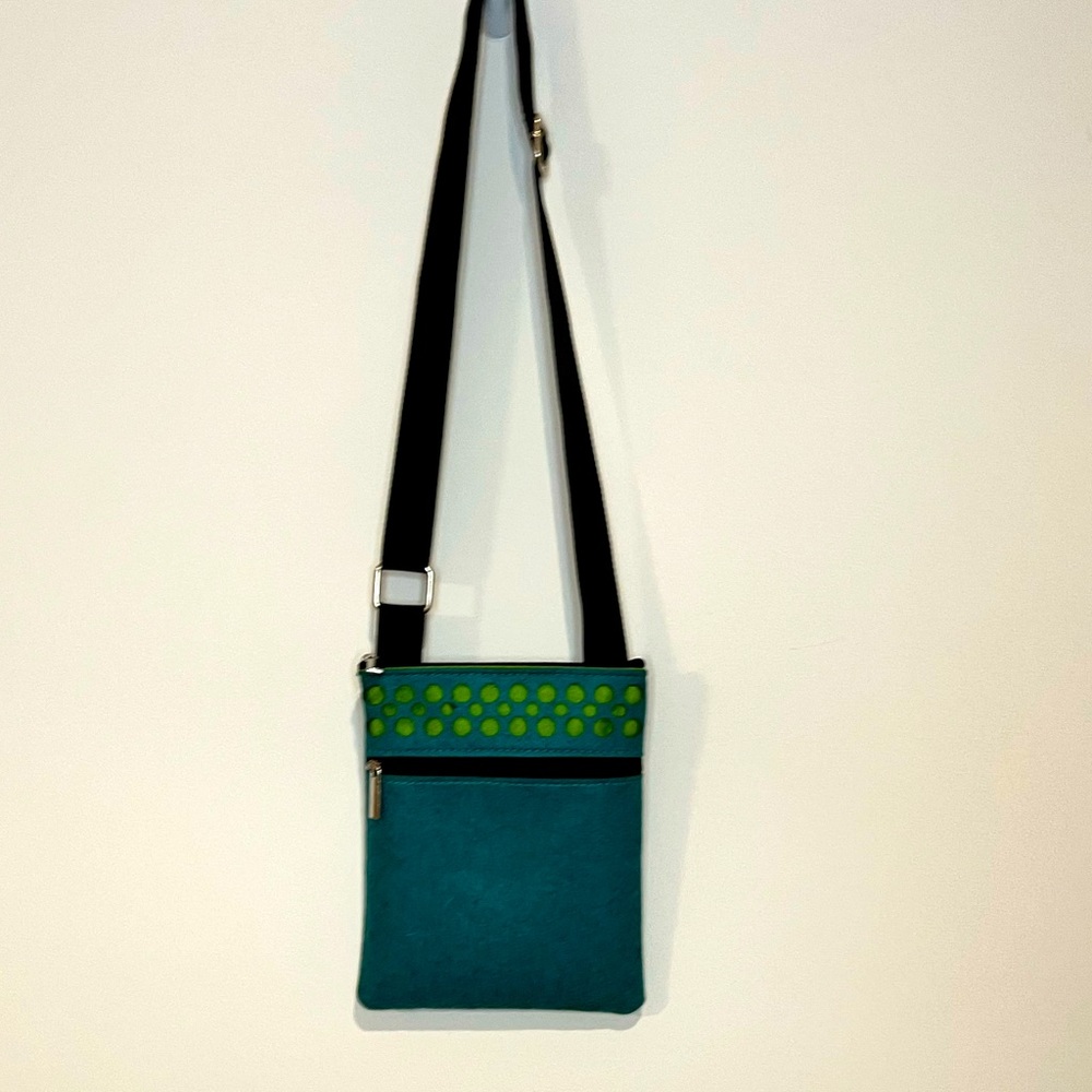 Green Felt crossbody purse bag